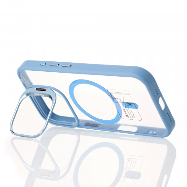 Силиконовый чехол MagSafe CAMERA GLASS PROTECTION для iPhone 16 голубой