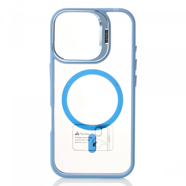 Силиконовый чехол MagSafe CAMERA GLASS PROTECTION для iPhone 16 Plus голубой