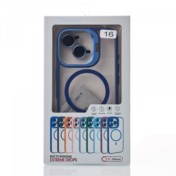 Силиконовый чехол MagSafe CAMERA GLASS PROTECTION для iPhone 16 темно-синий