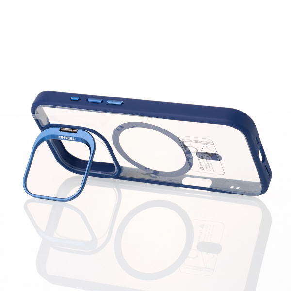 Силиконовый чехол MagSafe CAMERA GLASS PROTECTION для iPhone 16 Plus темно-синий