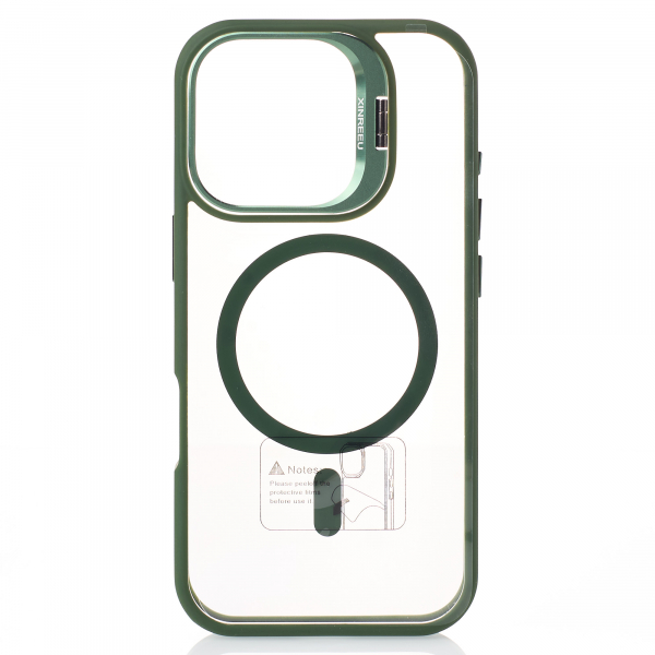 Силиконовый чехол MagSafe CAMERA GLASS PROTECTION для iPhone 16 темно-зеленый