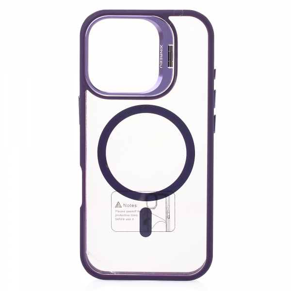 Силиконовый чехол MagSafe CAMERA GLASS PROTECTION для iPhone 16 Plus темно-фиолетовый