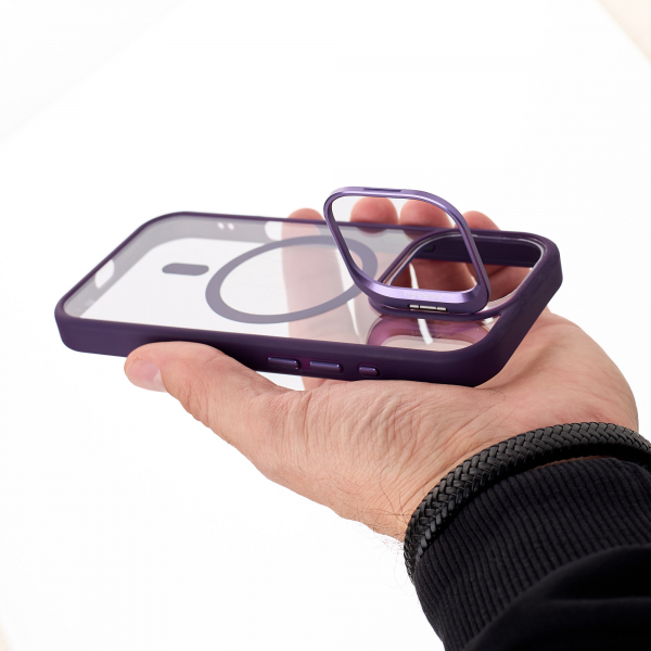 Силиконовый чехол MagSafe CAMERA GLASS PROTECTION для iPhone 16 Plus темно-фиолетовый