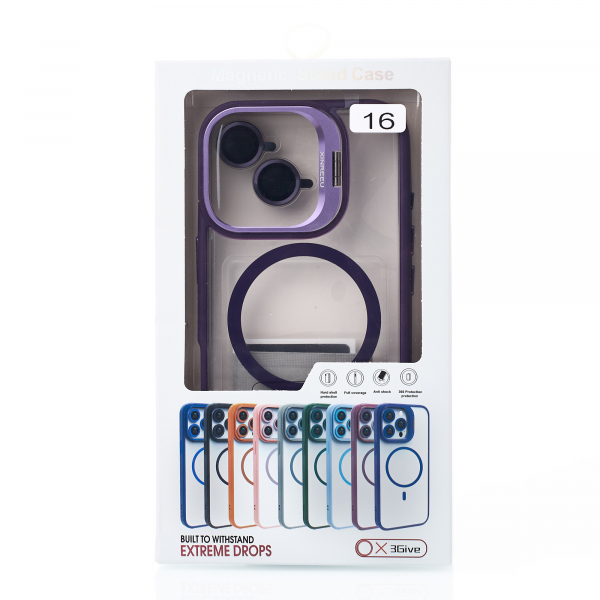 Силиконовый чехол MagSafe CAMERA GLASS PROTECTION для iPhone 16 Plus темно-фиолетовый