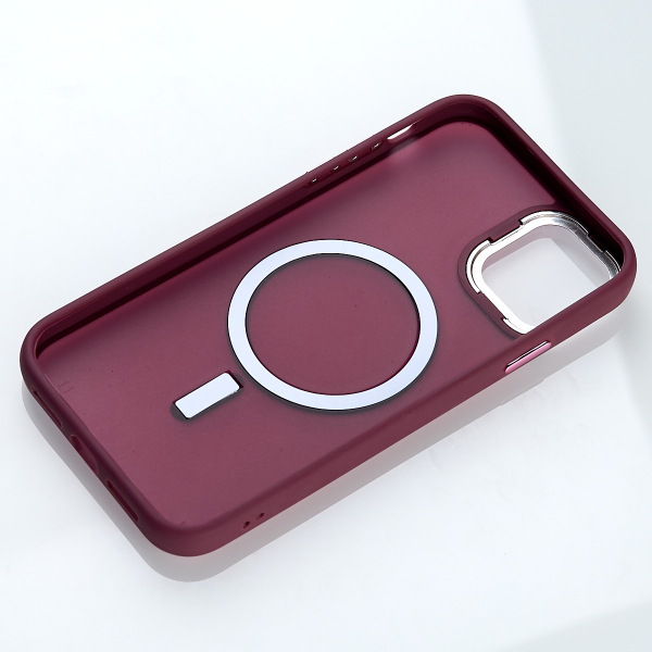 Силиконовый чехол MagSafe MATTE для iPhone 15 Plus бордовый