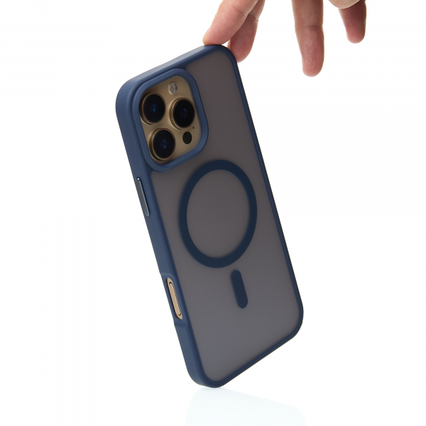 Силиконовый чехол MATTE с поддержкой MagSafe для iPhone 16 Pro dark blue