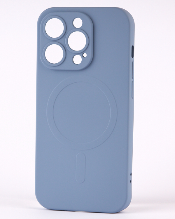 Силиконовый чехол MagSafe SOFT для iPhone 14 Pro серо-синий