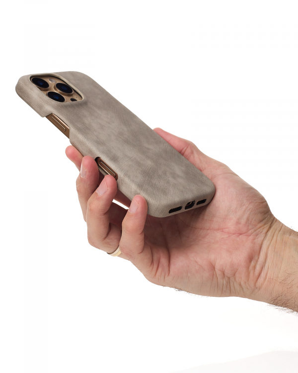 Чехол LEATHER Case для iPhone 16 Pro Max natural titanium