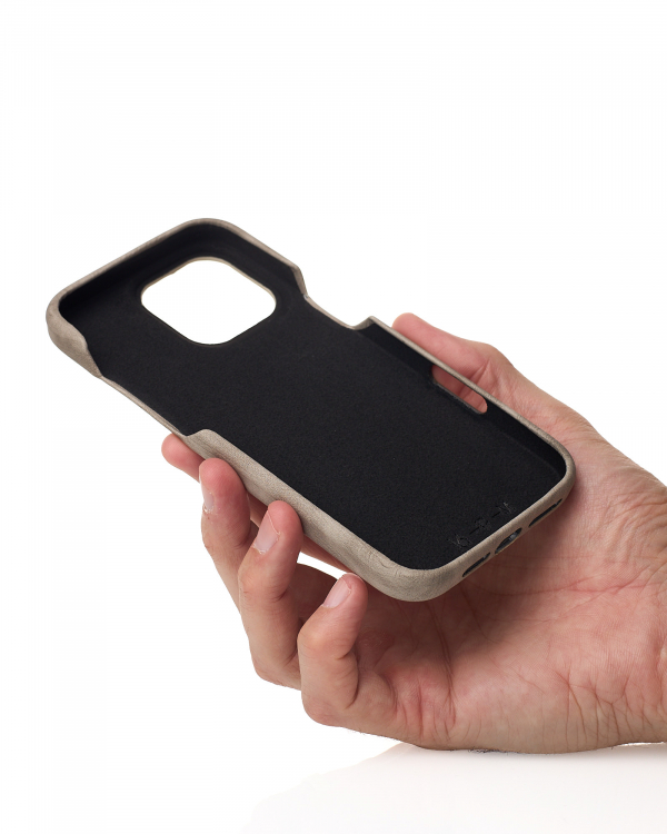 Чехол LEATHER Case для iPhone 16 Pro Max natural titanium